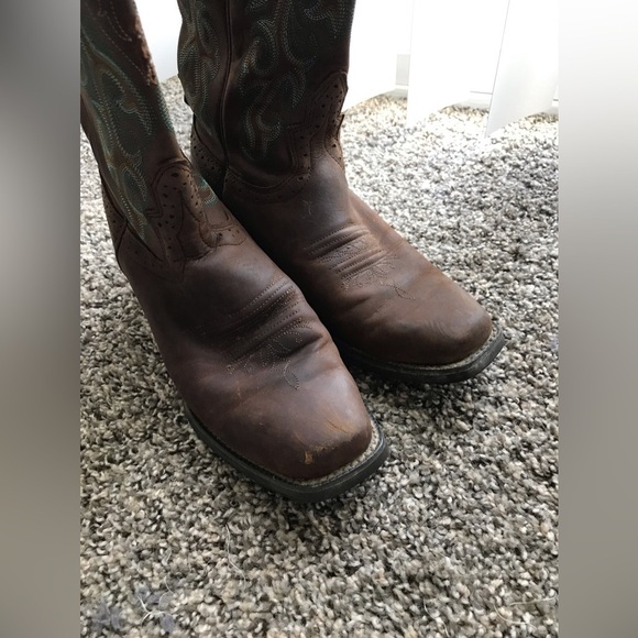 🤠Justin Durant Sorrel Apache/Turquoise Size 8 cowboy/cowgirl boot in GUC! - Picture 10 of 16